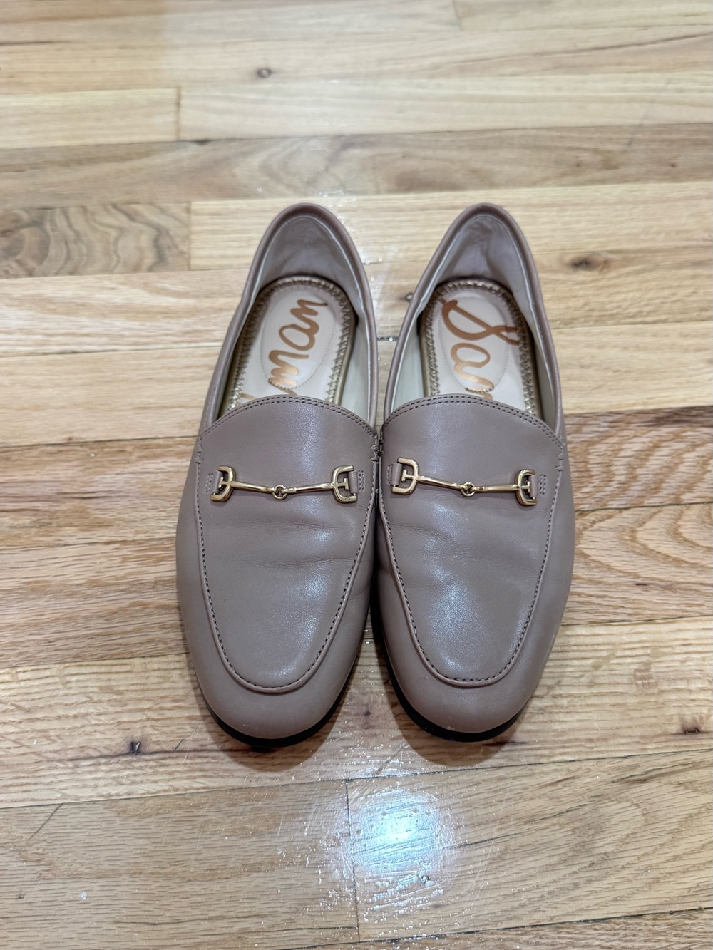 Sam Edelman Taupe Leather Bit Loafers
